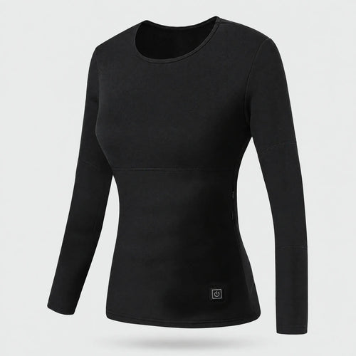Alpenwarm heated base layer top for women in black, tailored cut