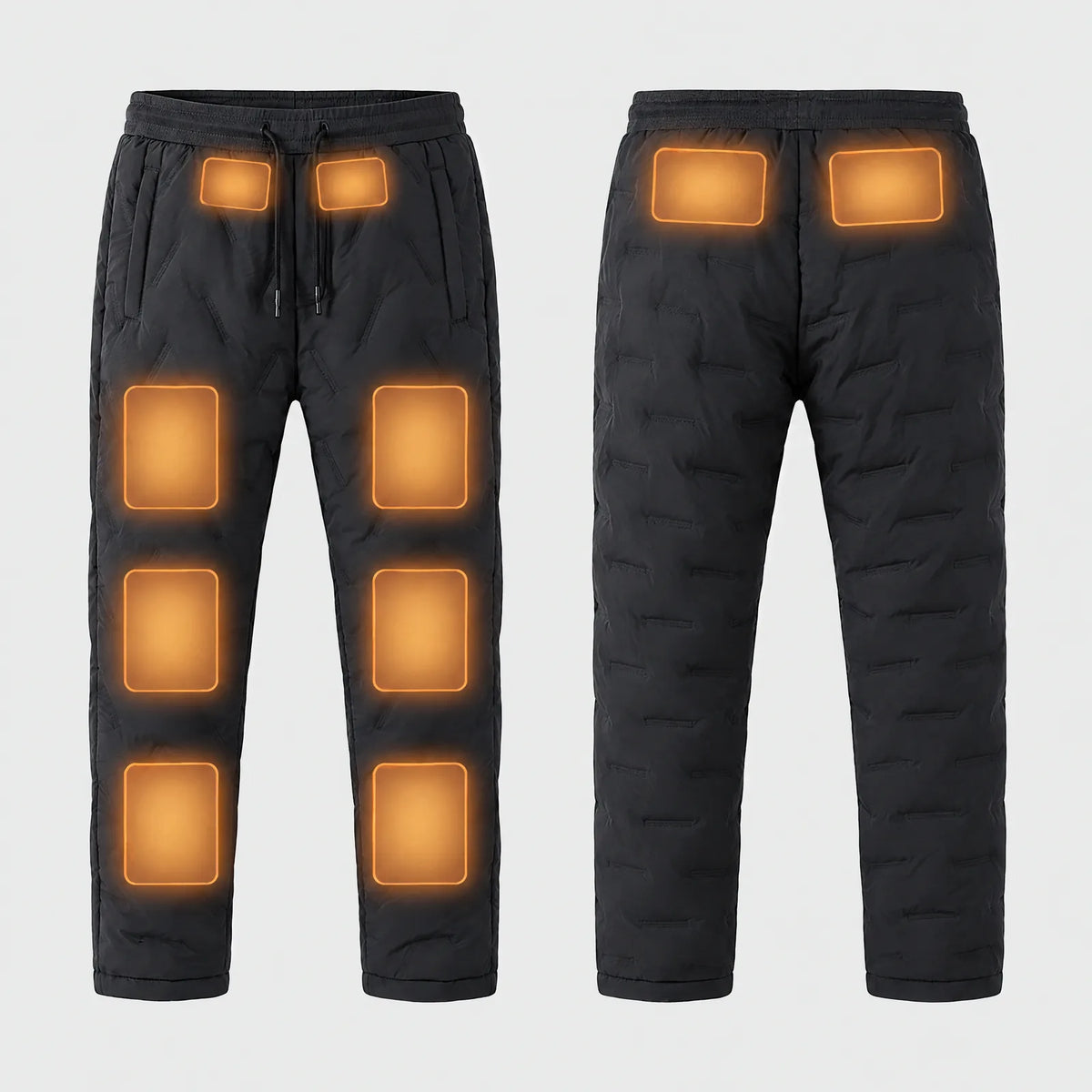 Ten heating panels of the winter pants from belly to shin